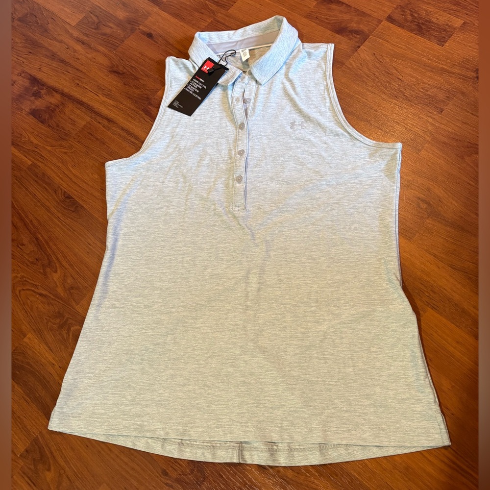 NWT Under Armour Women's Sleeveless Polo Top - Light Gray